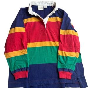 VTG Copper Key Rugby Shirt‎ Men’s Medium Multicolor Stripe 100% Cotton Preppy